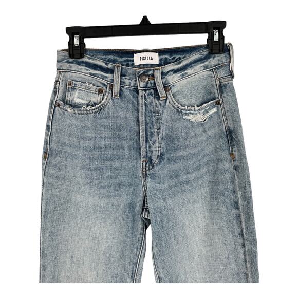 Pistola Jeans Charlie High rise faded and distressed straight leg size 24 - Picture 2 of 6